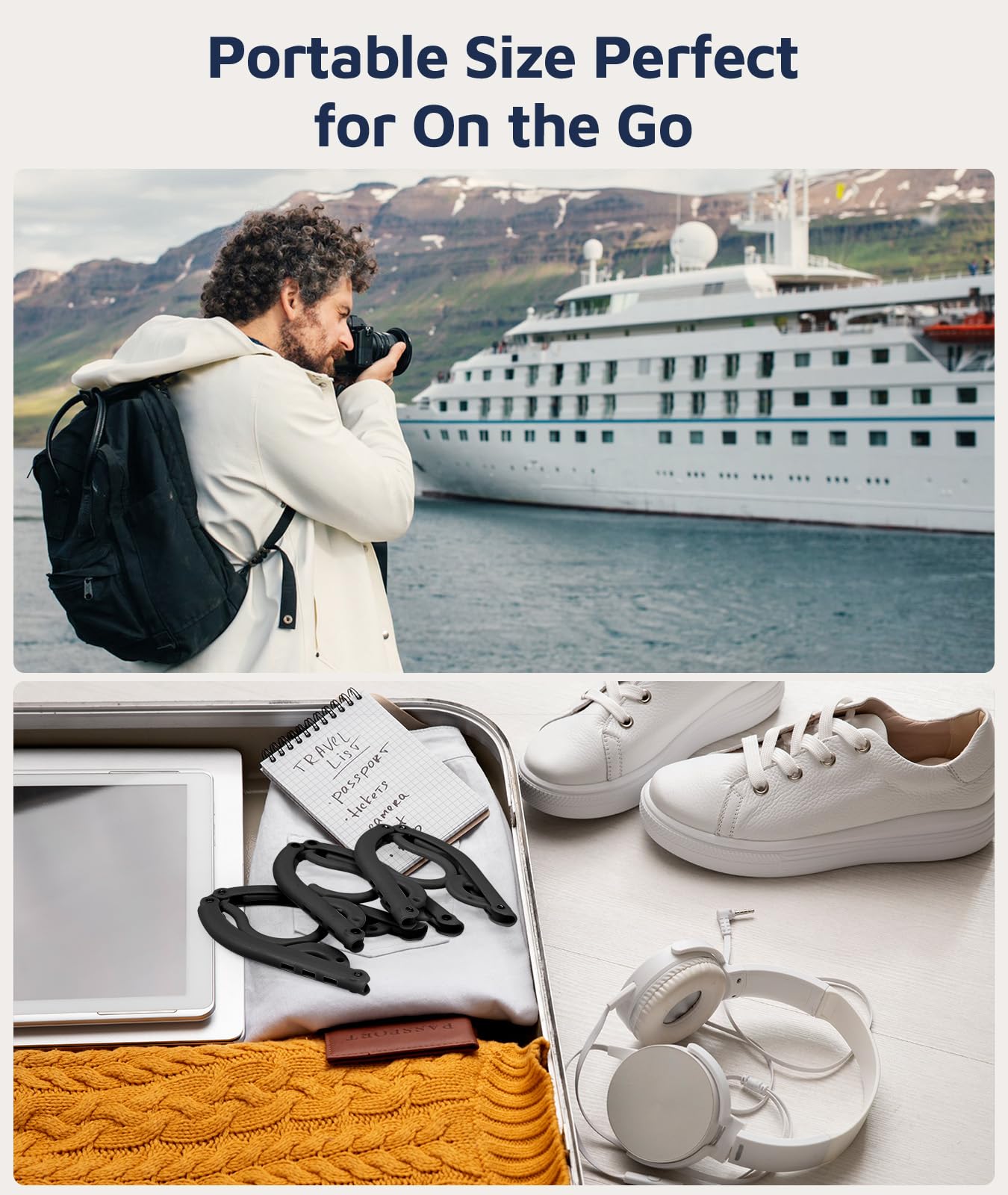 Travel Hangers, Cruise Ship Essentials Foldable Plastic Hangers Travel Essentials, Portable Cruises Must Haves, for Suitcase, RV Camping Airplane