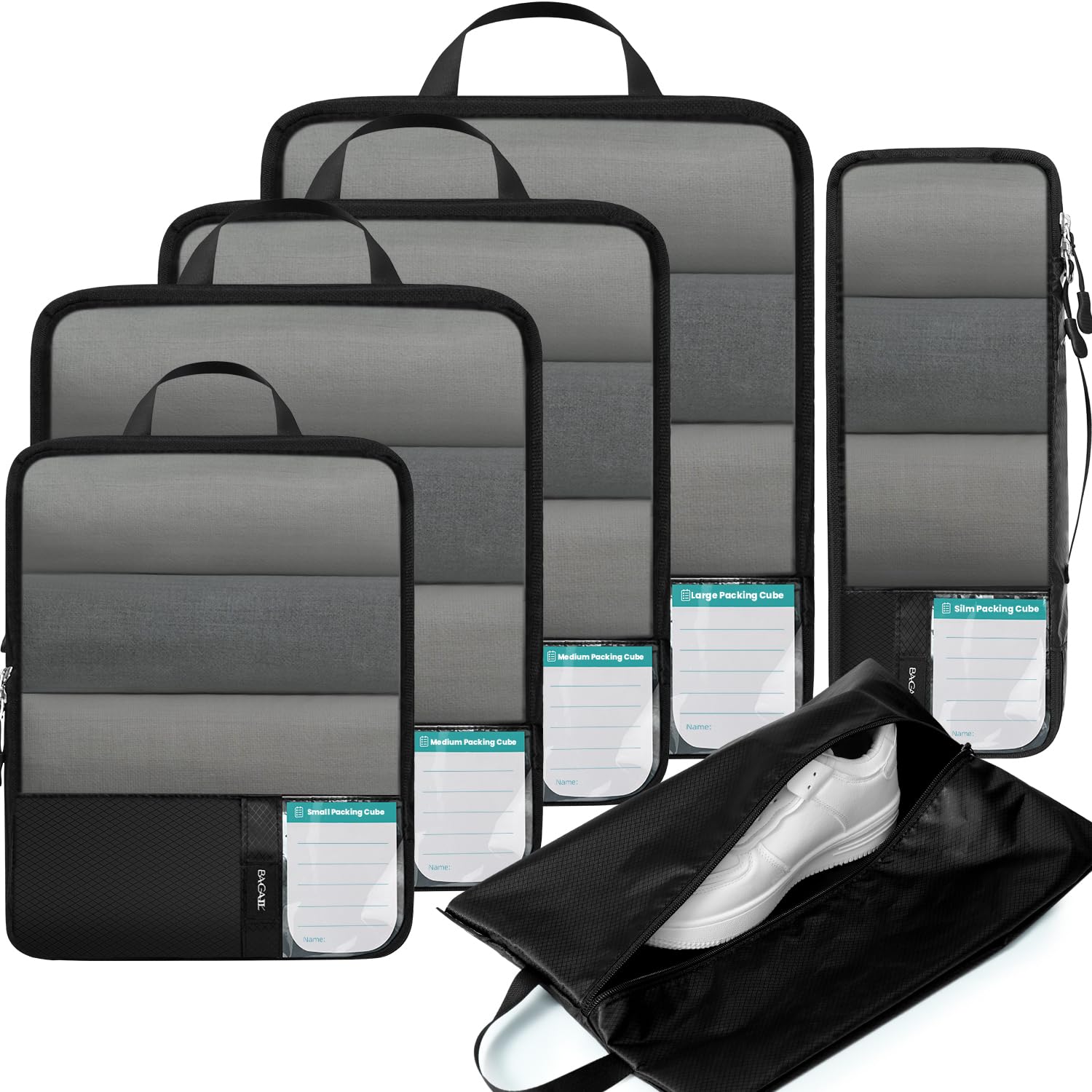 BAGAIL 6 Set Ultralight Compression Packing Cubes Packing Organizer for Travel Accessories Luggage Suitcase Backpack