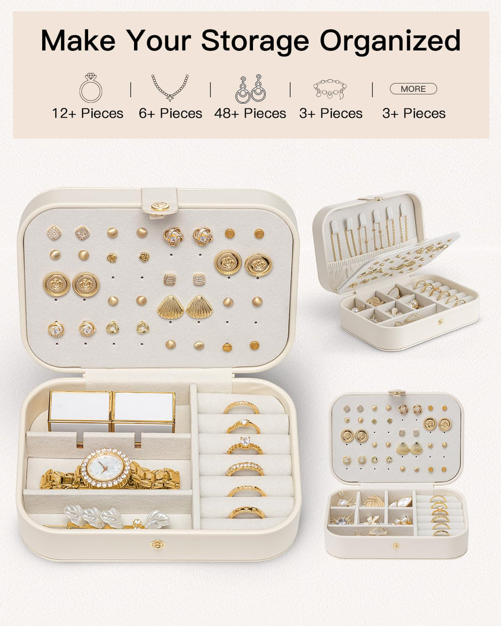 VLANDO Travel Jewelry Case, Portable Jewelry Earring Box Organizer