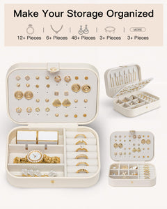 Portable Travel Jewelry Case for Earrings, Rings & Necklaces