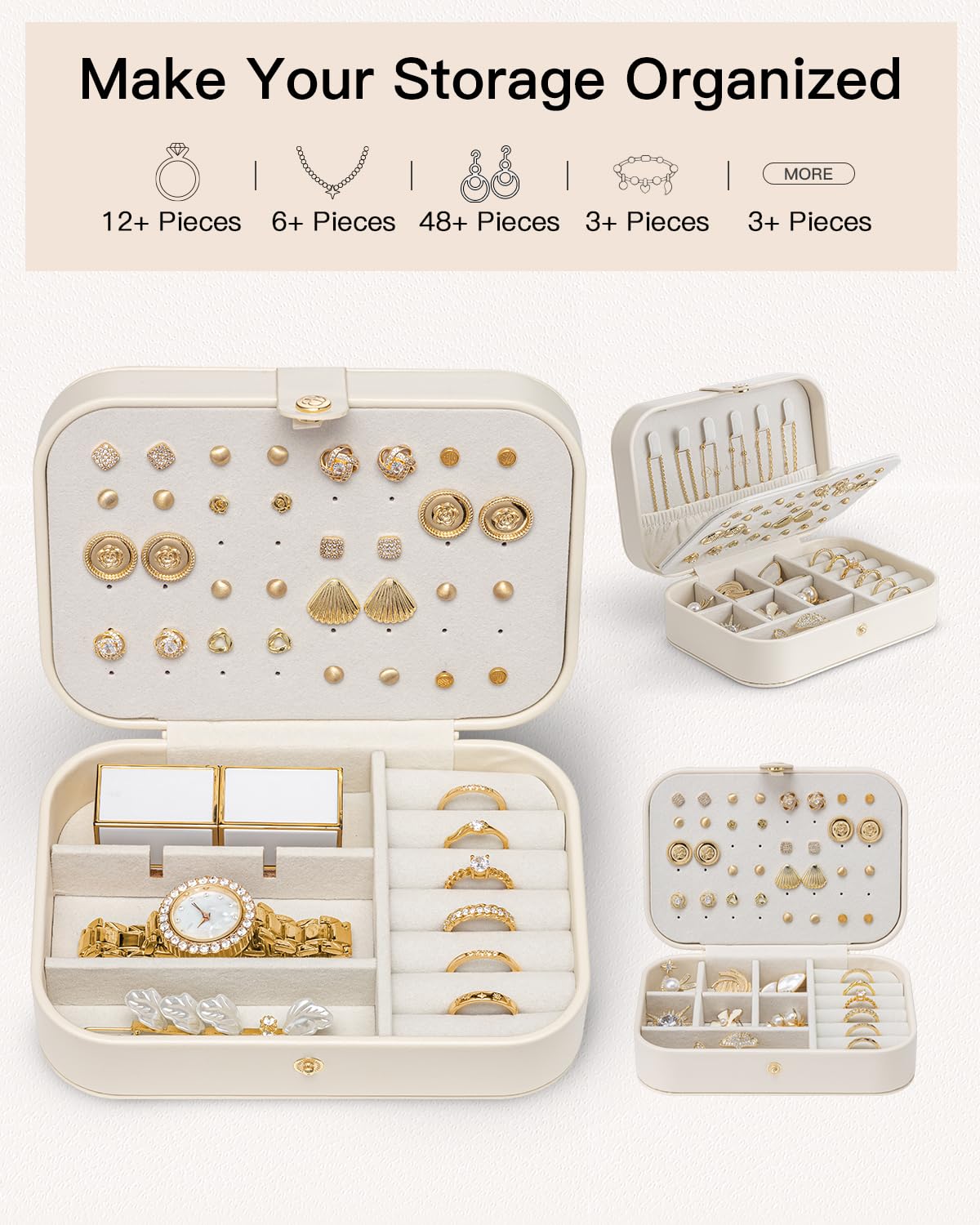 VLANDO Travel Jewelry Case, Portable Jewelry Earring Box Organizer