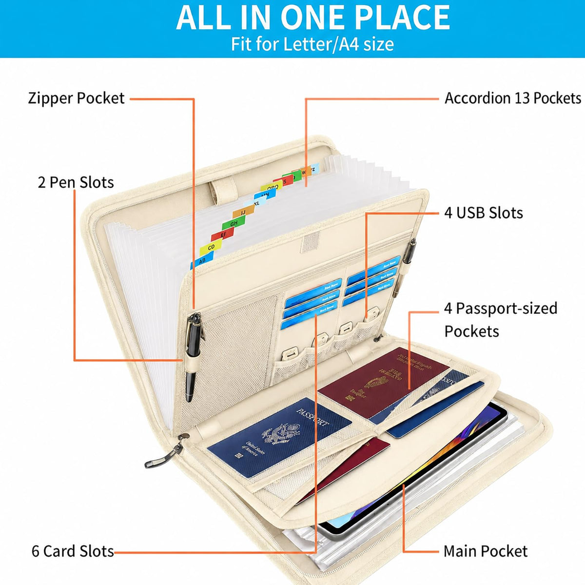 Fireproof Locking Accordion Document Organizer