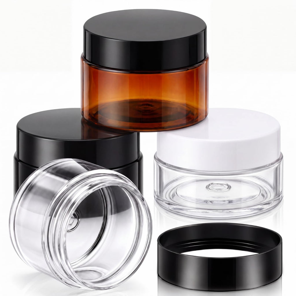 Patelai 4 Pcs Plastic Jars Wide Mouth with Lids