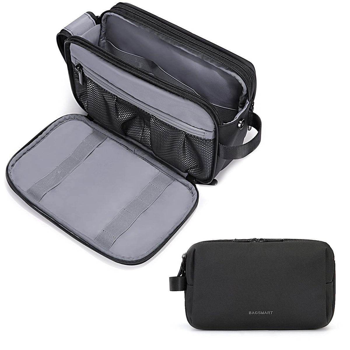 BAGSMART Toiletry Bag for Men, Travel Toiletry Organizer Dopp Kit Water-resistant Shaving Bag for Toiletries Accessories, Door Room Essentials