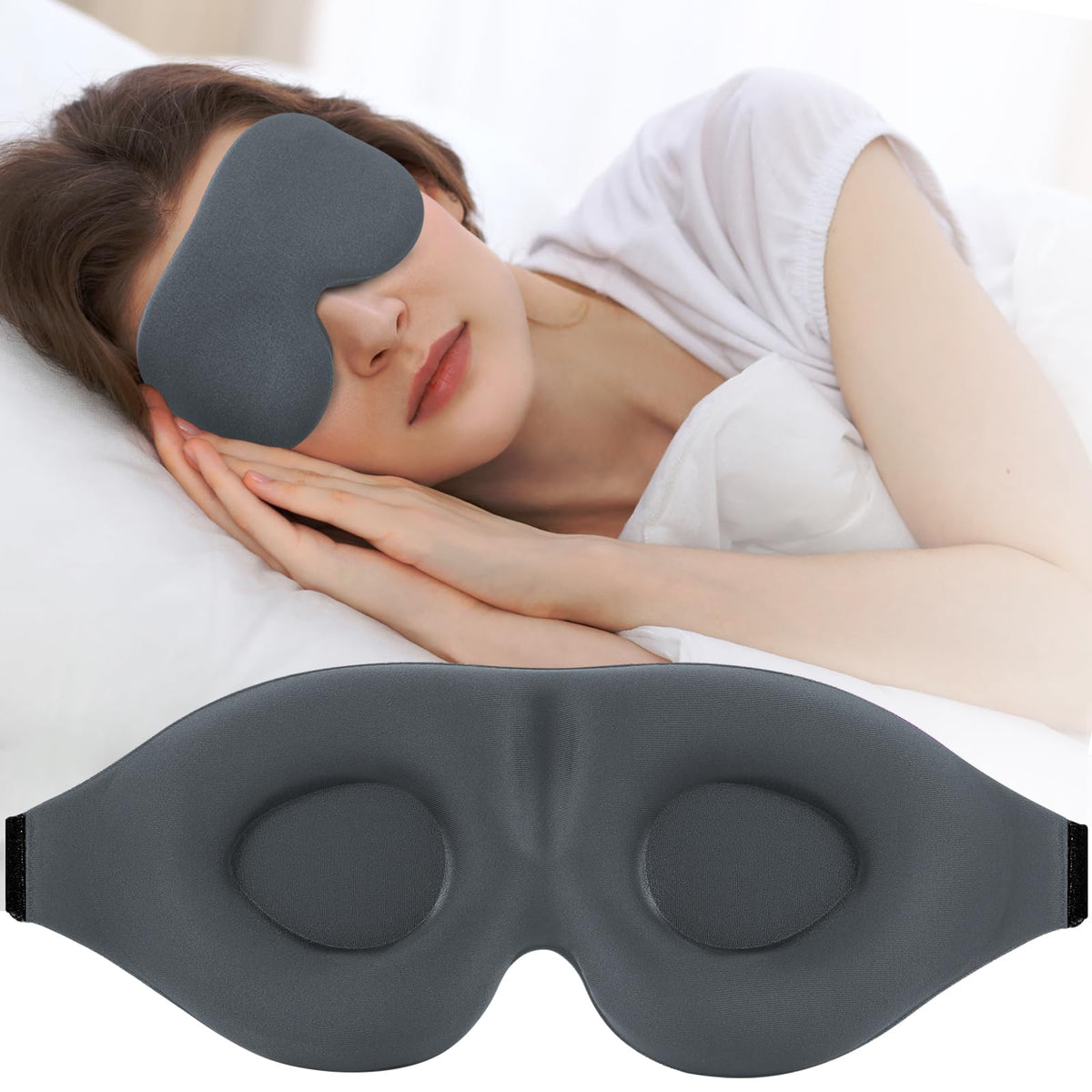 3D Contoured Light-Blocking Sleep Mask for Side Sleepers