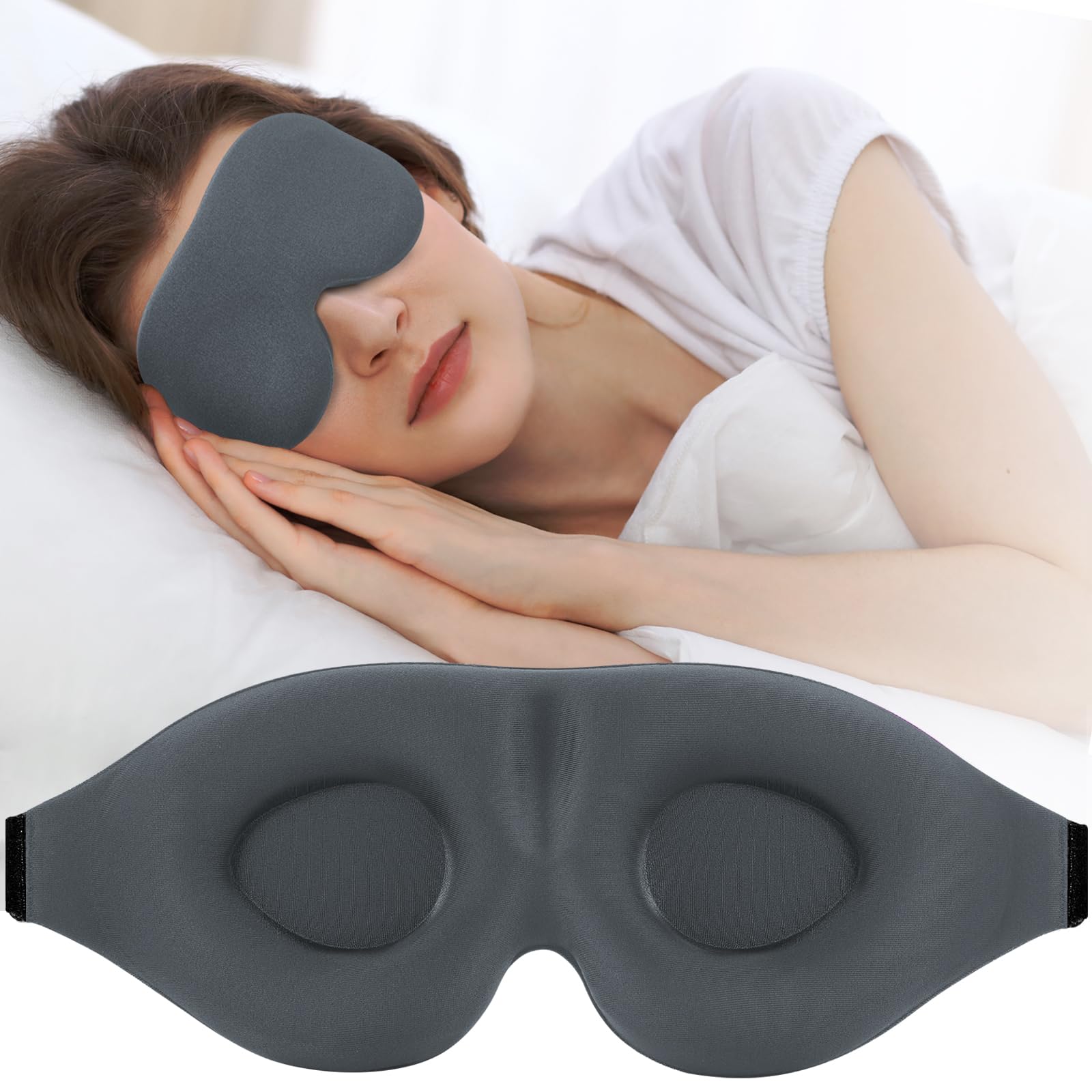 ZGGCD Sleep Mask for Side Sleeper, Light Blocking Sleeping Eye Mask for Women Men, 3D Contoured Cup Night Blindfold, Luxury Eye Cover Eye Shade with Adjustable Strap for Travel, Nap