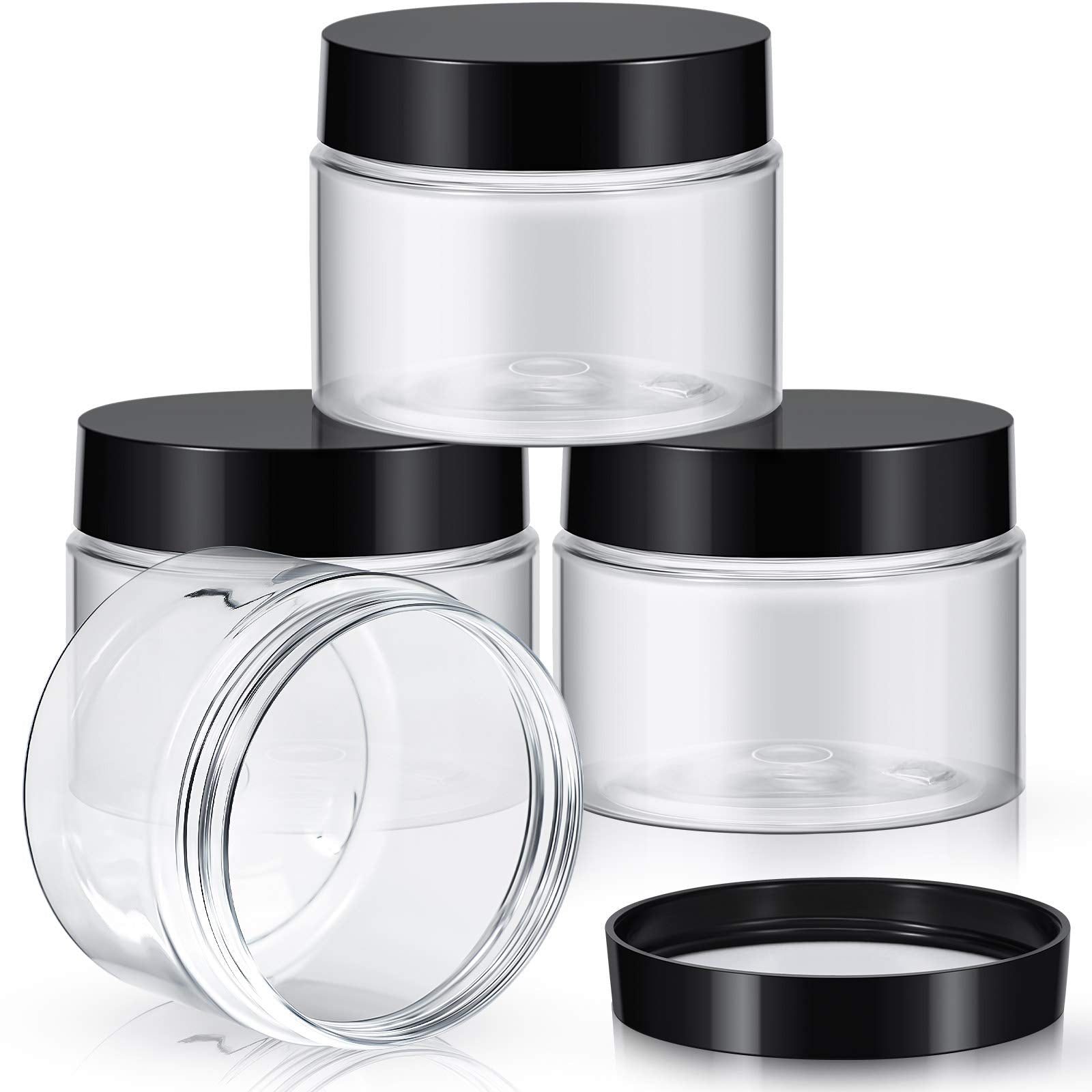Patelai 4 Pcs Plastic Jars Wide Mouth with Lids