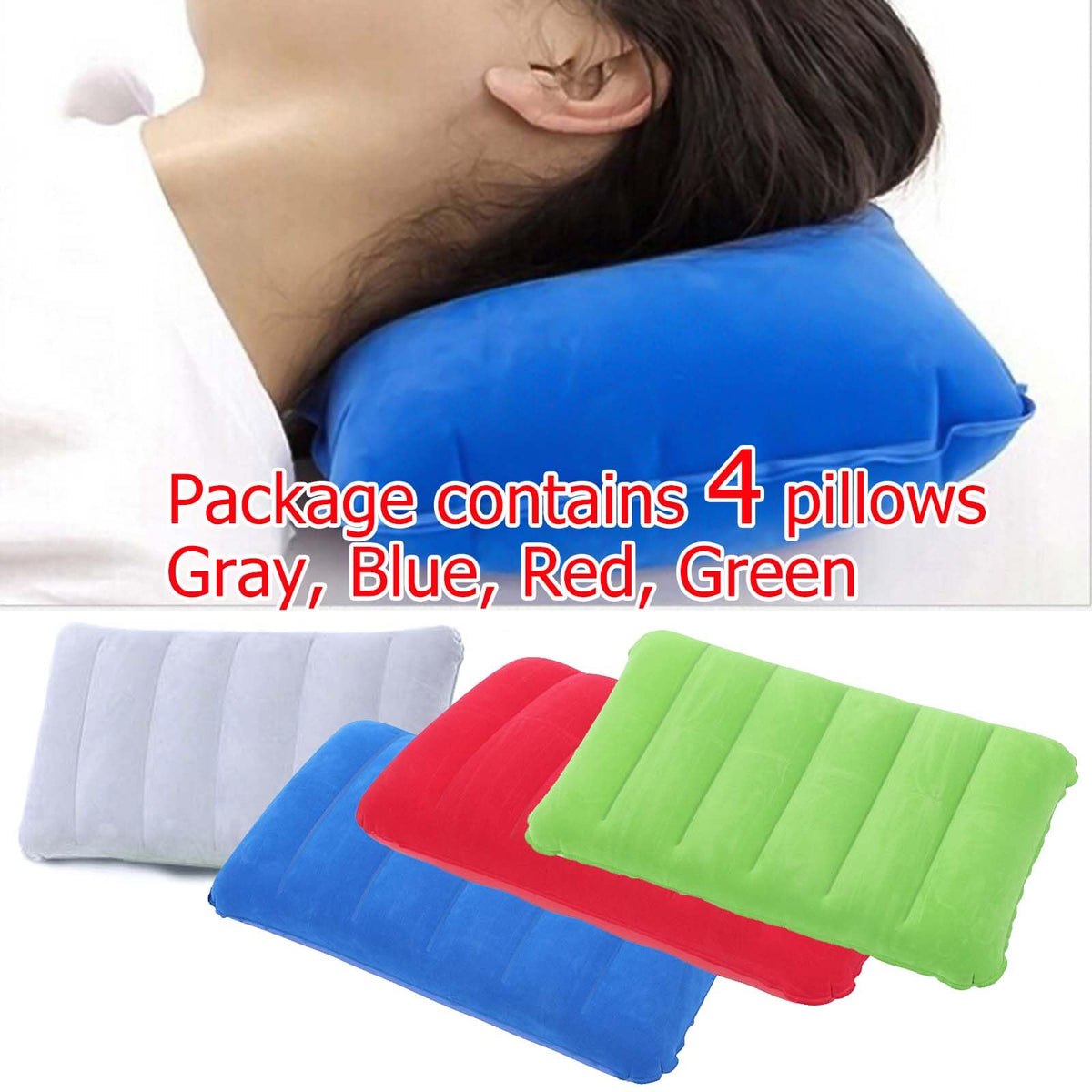 4-Pack Ultralight Inflatable Travel Pillows for Camping