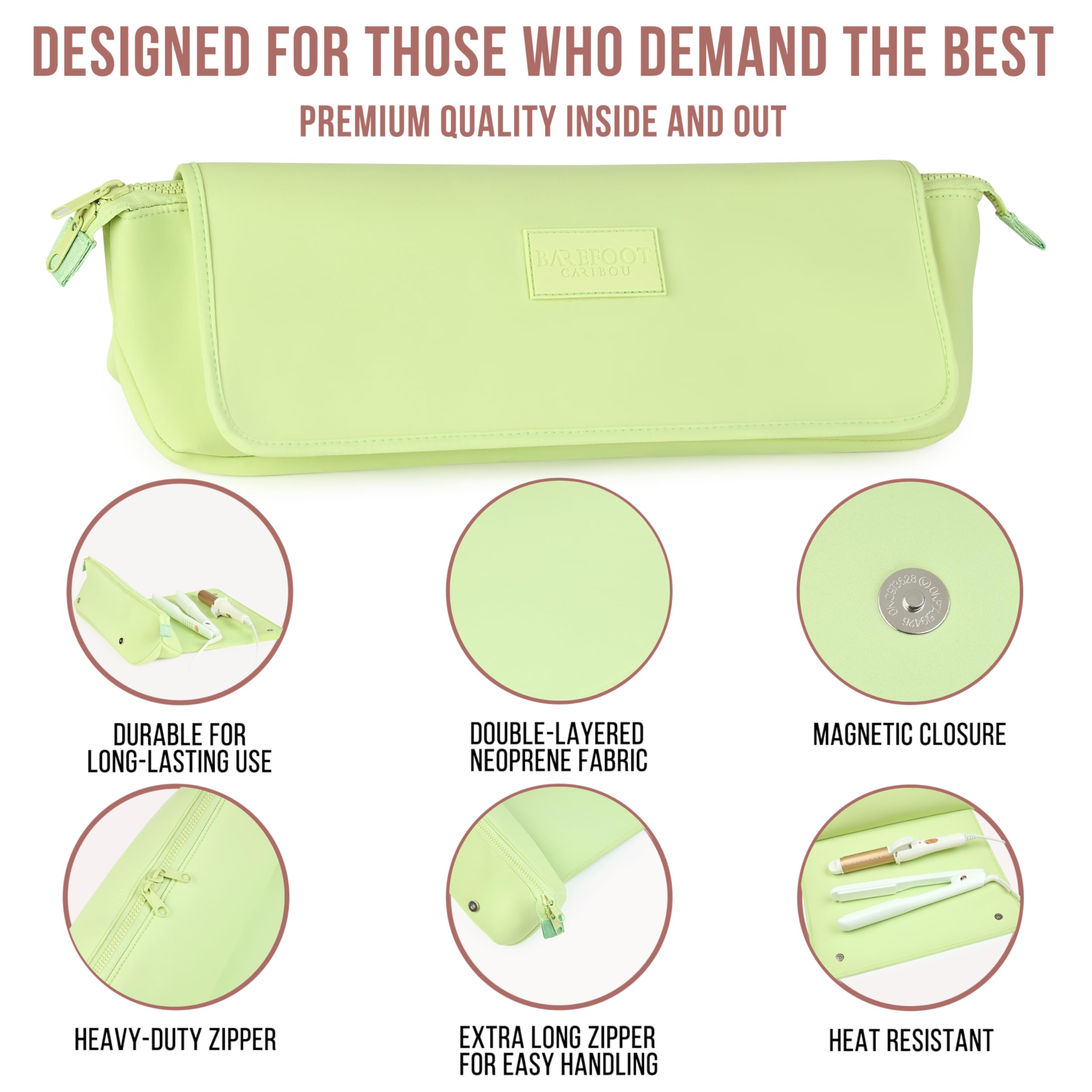 BAREFOOT CARIBOU Hair Tools Travel Bag and Heat Resistant Mat 17"