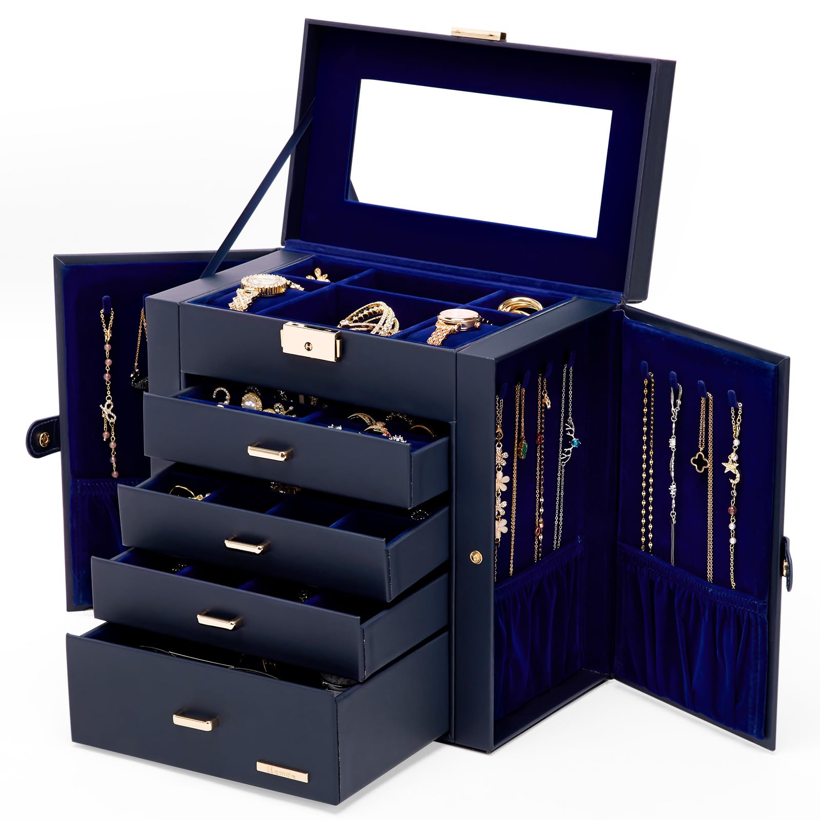 Homde Large Jewelry Box for Women: 5-Layer Organizer with Lock for Dresser