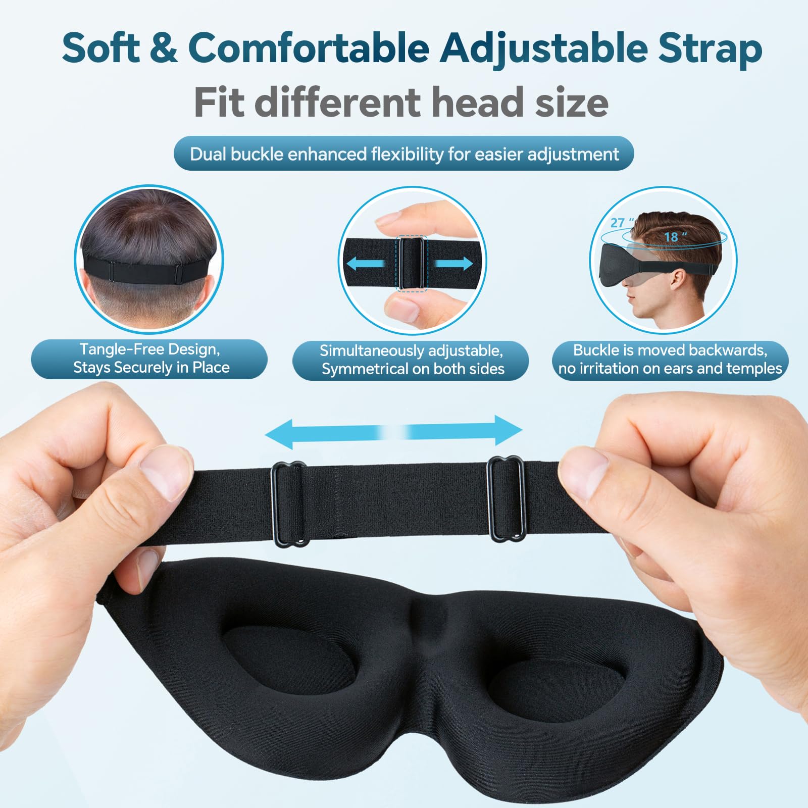 ZGGCD Sleep Mask for Side Sleeper, Light Blocking Sleeping Eye Mask for Women Men, 3D Contoured Cup Night Blindfold, Luxury Eye Cover Eye Shade with Adjustable Strap for Travel, Nap
