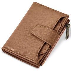 Compact RFID Blocking Leather Bifold Travel Wallet for Women