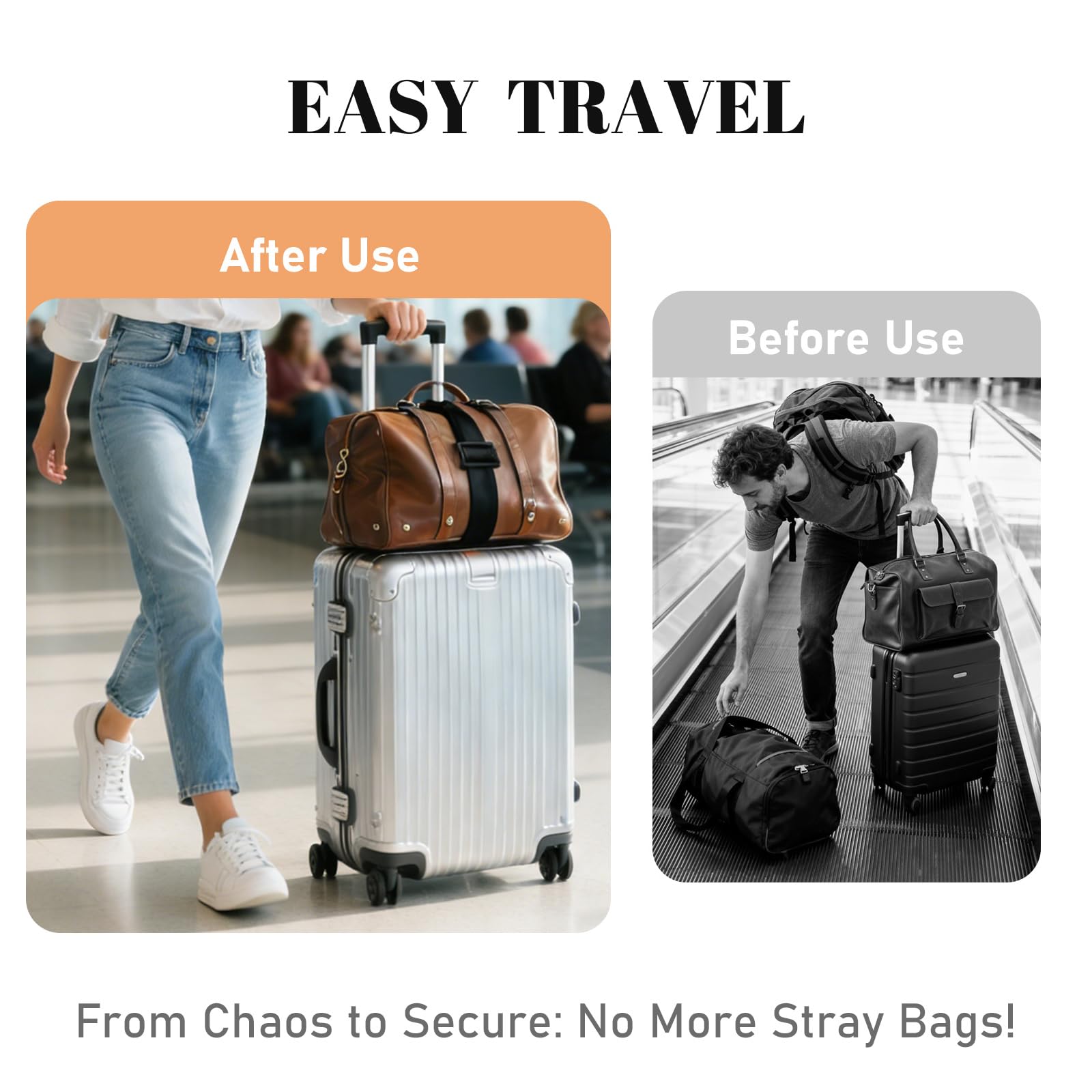 Multi Use Strong Adjustable Luggage Connector Straps for Suitcases