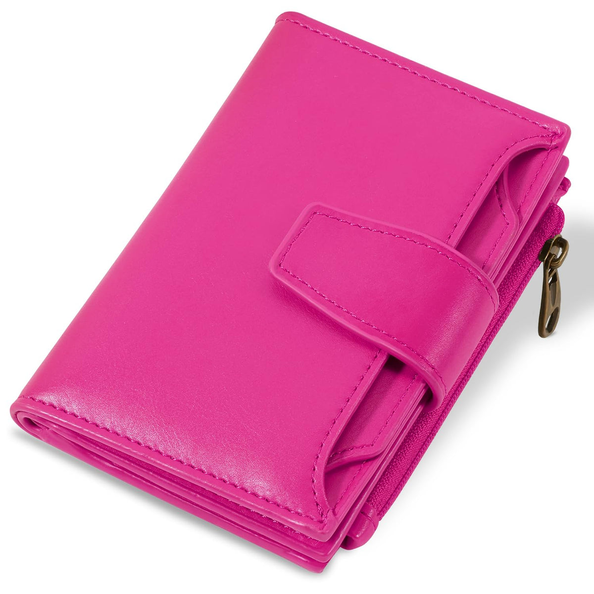 Compact RFID Blocking Leather Bifold Travel Wallet for Women