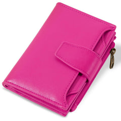 Compact RFID Blocking Leather Bifold Travel Wallet for Women