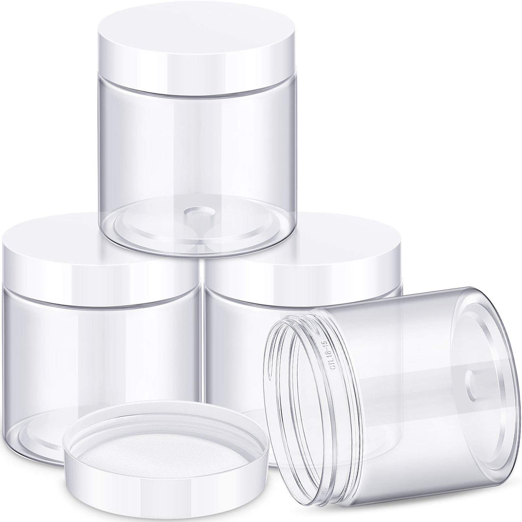 Patelai 4 Pcs Plastic Jars Wide Mouth with Lids