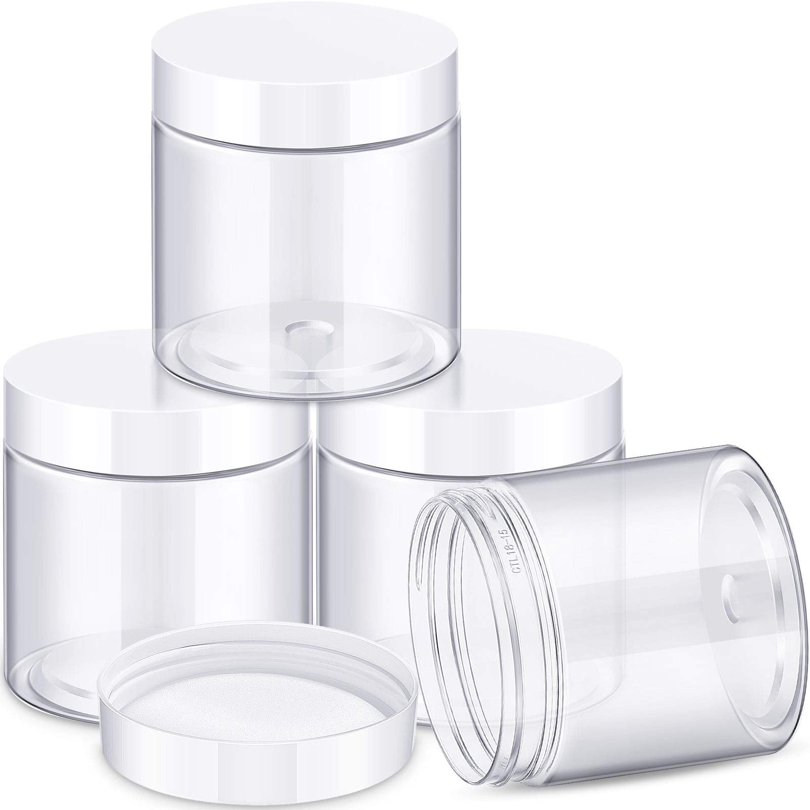 Patelai 4 Pcs Plastic Jars Wide Mouth with Lids