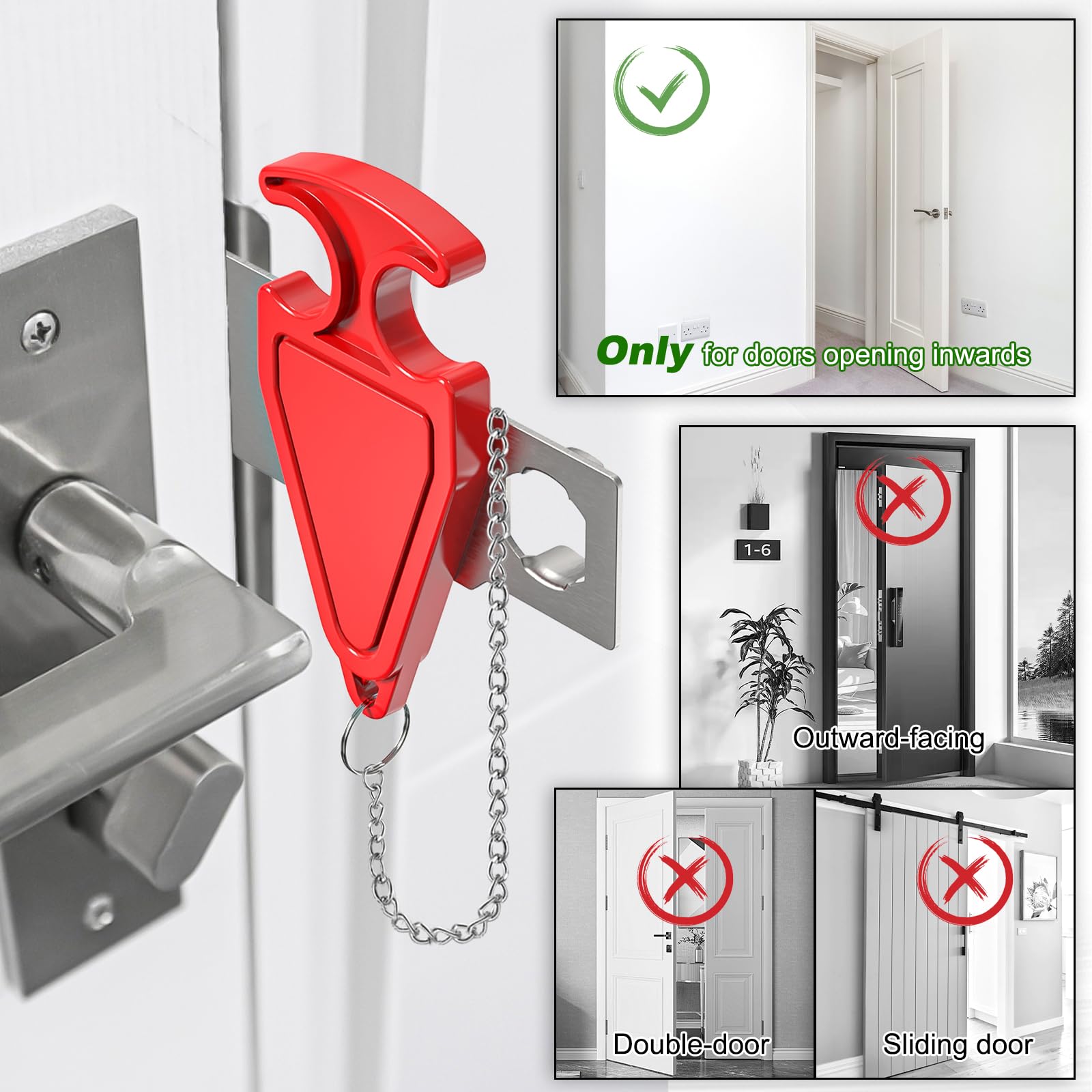 MATWEI 3rd Gen Portable Door Lock - Hotel Door Locks for Travelers Security, Travel Lock for Apartment/Dorm/Home - Extra Safety & Privacy Protection Device