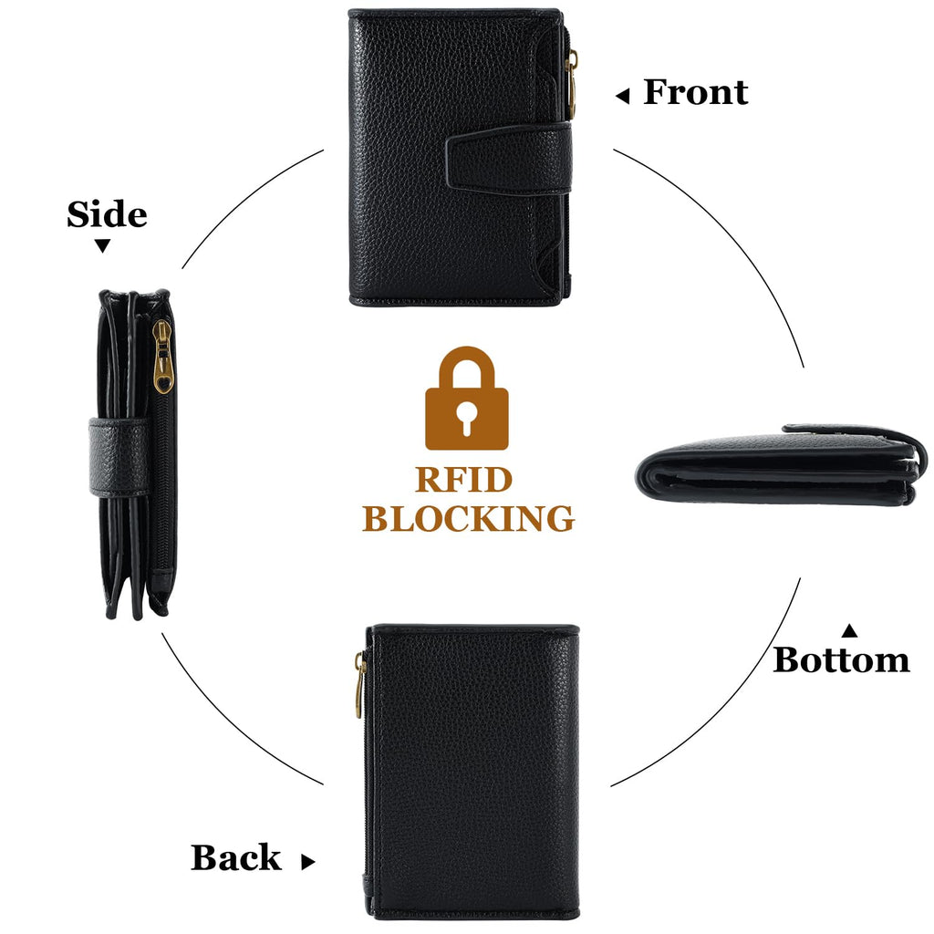 Airkit Wallet Women, Small Wallet for Women Leather, Ladies Bifold Compact RFID Blocking Credit Card Holder, Girls Mini Travel Purse, Pocket Passport Wallet with 4 ID Window