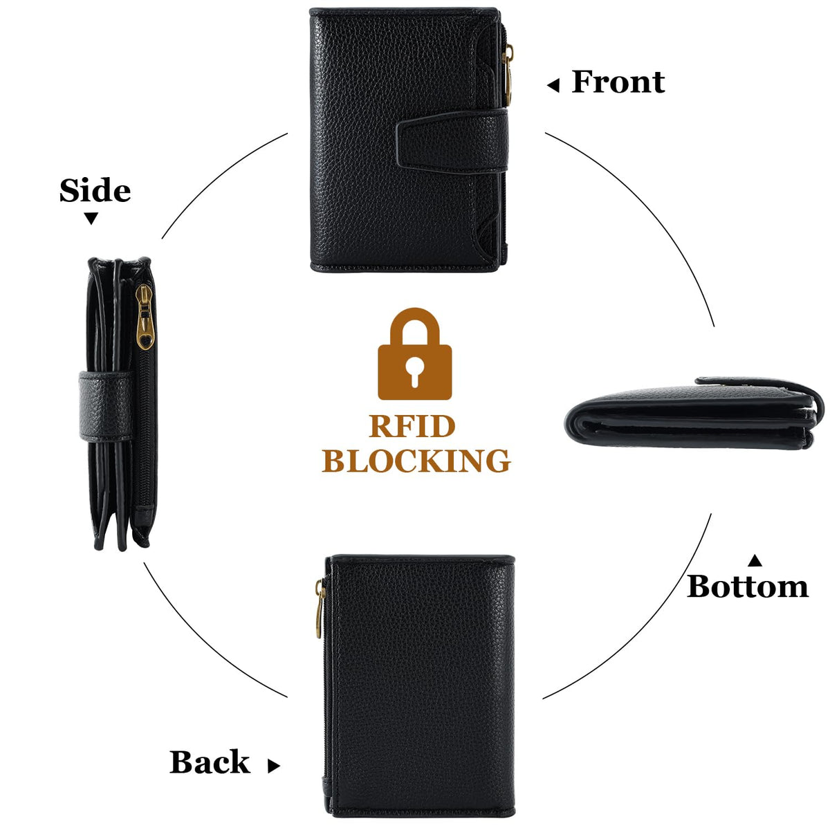 Airkit Wallet Women, Small Wallet for Women Leather, Ladies Bifold Compact RFID Blocking Credit Card Holder, Girls Mini Travel Purse, Pocket Passport Wallet with 4 ID Window