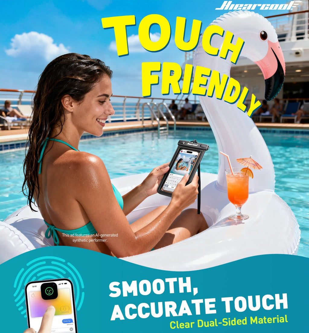 Hiearcool Universal Waterproof Case, Waterproof Phone Pouch Compatible for iPhone 14 13 12 11 Pro Max XS Plus Samsung Galaxy S22 Cellphone Up to 8.3", IPX8 Cellphone Dry Bag for Vacation-2 Pack
