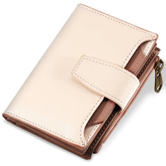Compact RFID Blocking Leather Bifold Travel Wallet for Women