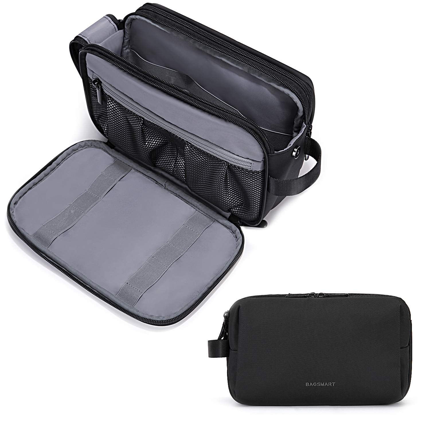 BAGSMART Toiletry Bag for Men, Travel Toiletry Organizer Dopp Kit Water-resistant Shaving Bag for Toiletries Accessories, Door Room Essentials