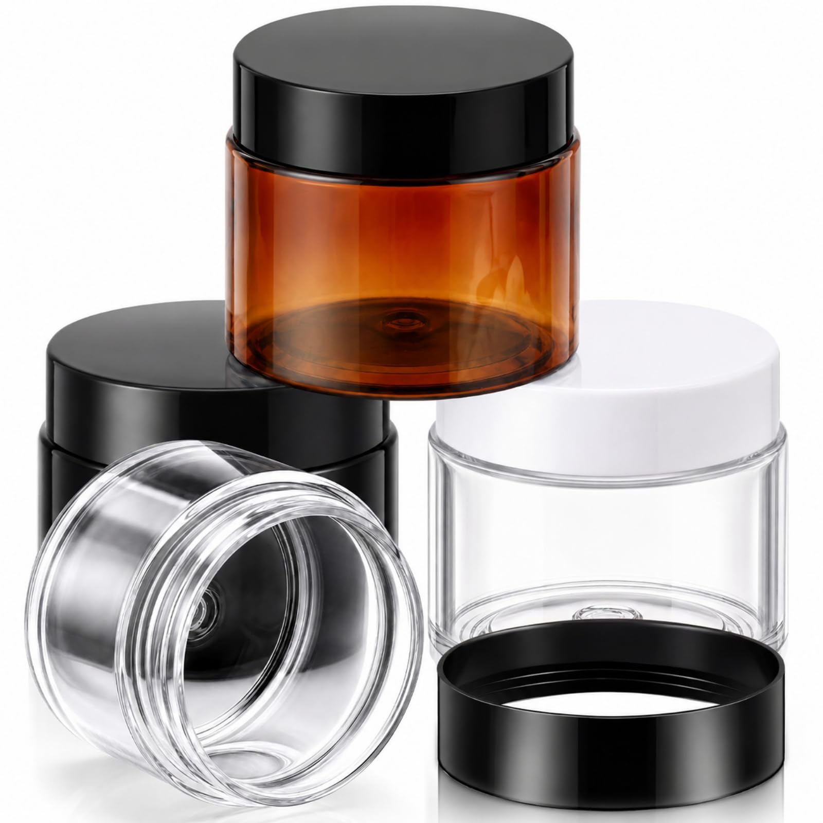 Patelai 4 Pcs Plastic Jars Wide Mouth with Lids