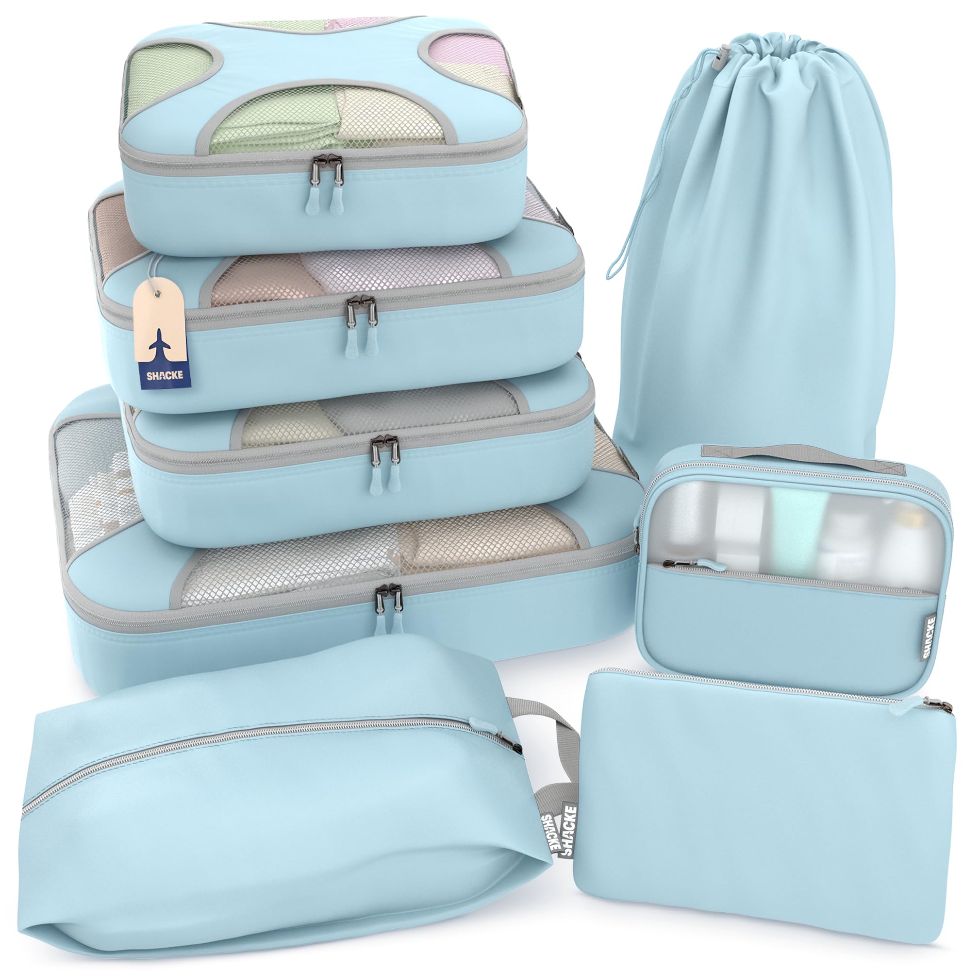 5 Set/8 Set Packing Cubes - Travel Organizers with Laundry Bag