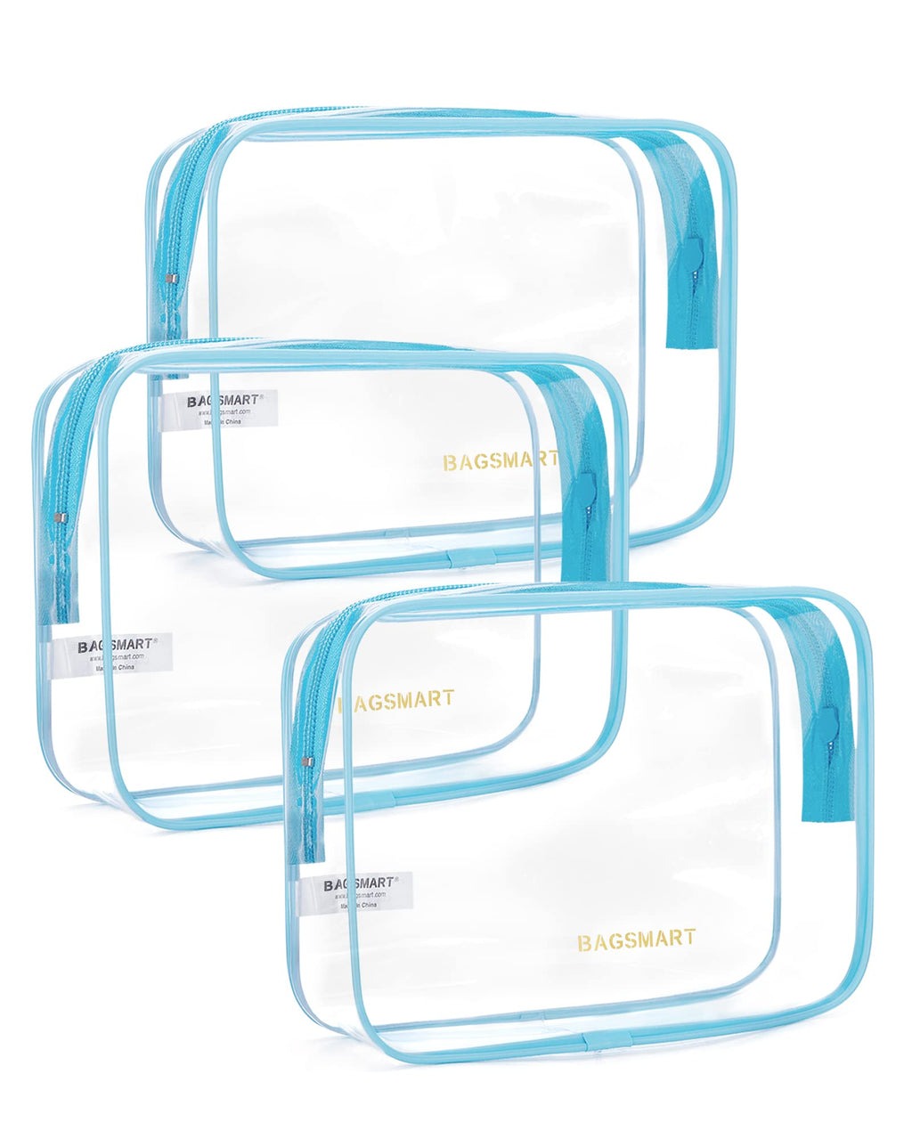 BAGSMART Clear Toiletry Bag, 3 Pack TSA Approved Toiletry Bag Quart Size Bag