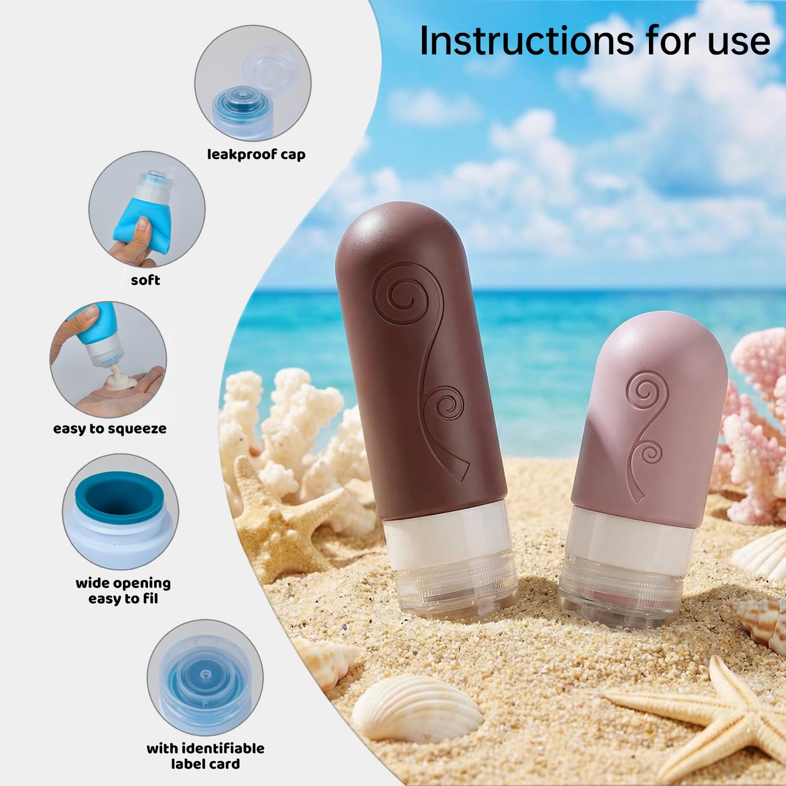 vodvob 16pack Travel Bottles for Toiletries,TSA Approved Silicone Travel Containers for Toiletries,Leak Proof Refillable Liqus Shampoo And Conditioner travel Essentials toiletry Bottles