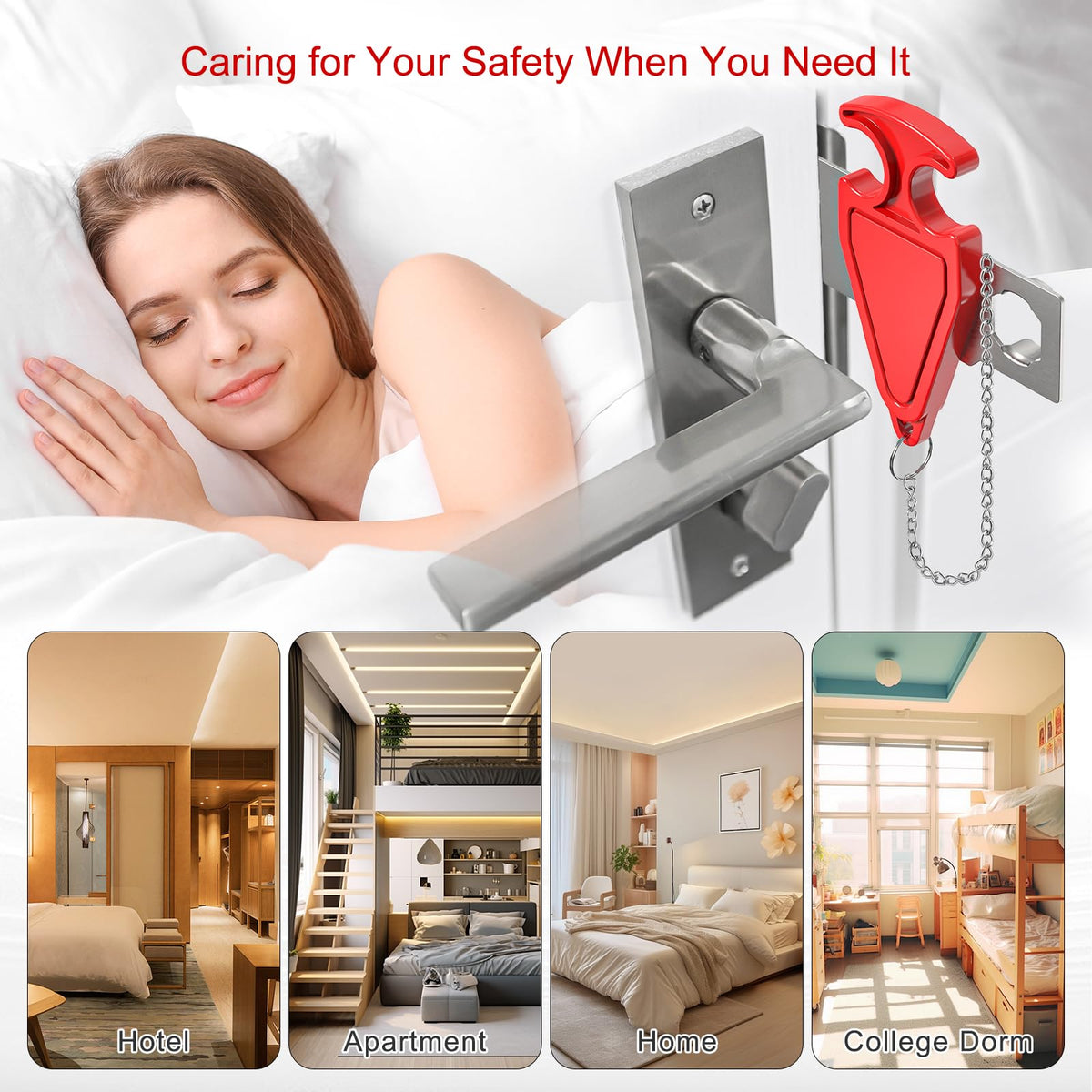 MATWEI 3rd Gen Portable Door Lock - Hotel Door Locks for Travelers Security, Travel Lock for Apartment/Dorm/Home - Extra Safety & Privacy Protection Device