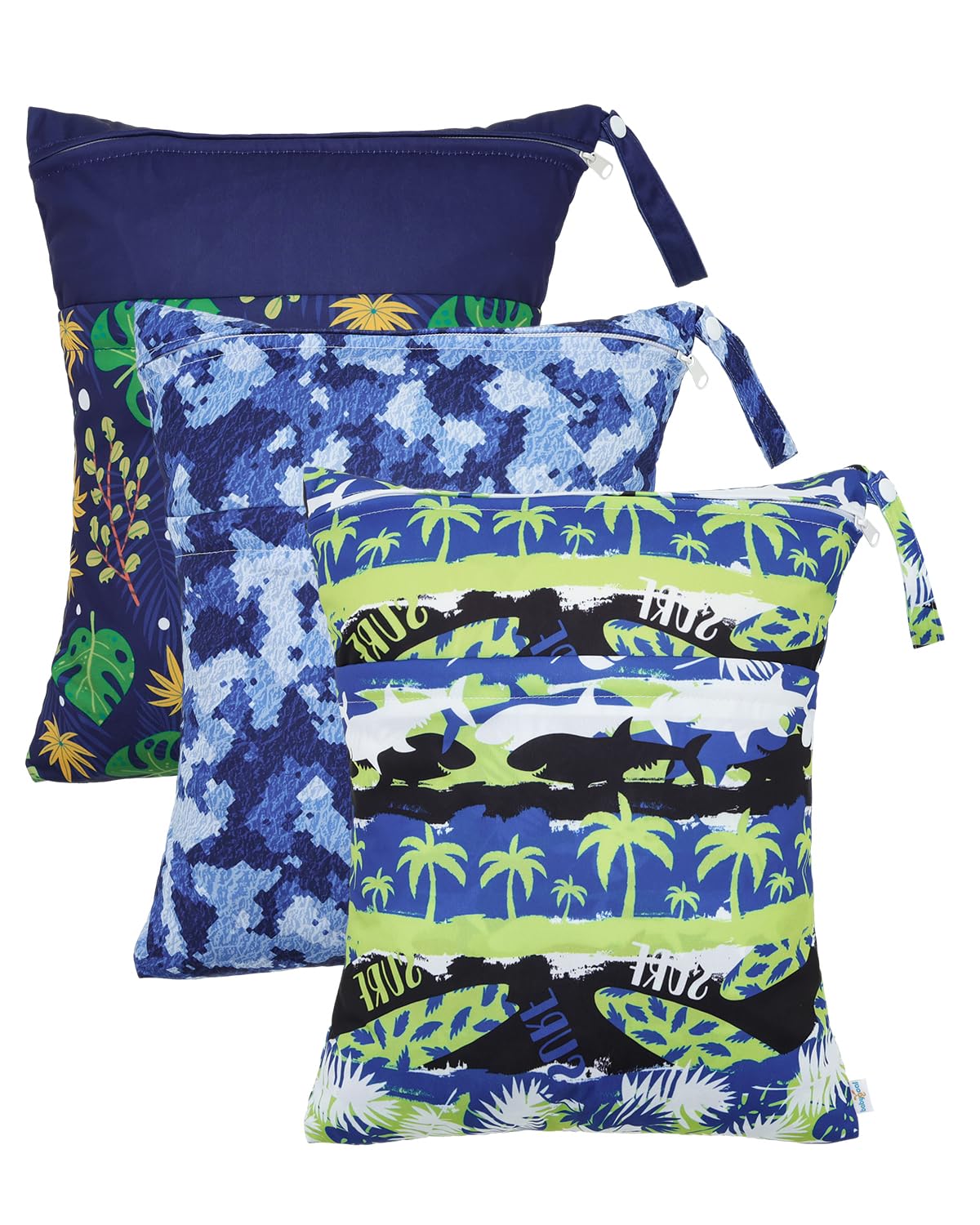 babygoal Wet Dry Bags for Baby Cloth Diapers, Washable Travel Bags, Beach, Pool, Gym Bag for Swimsuits & Wet Clothes with Two Zippered Pockets