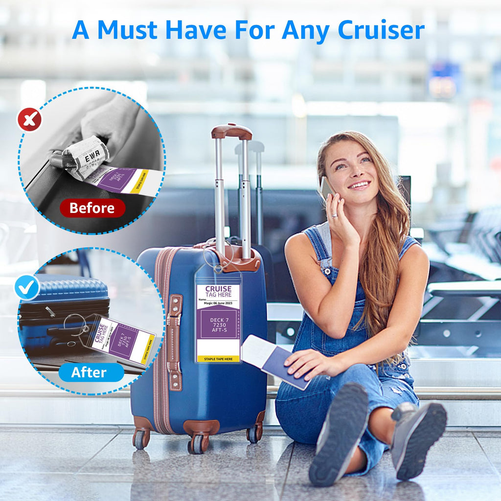 Cruise Luggage Tag Holder for Carnival, NCL, Princess, MSC, Norwegian Ships