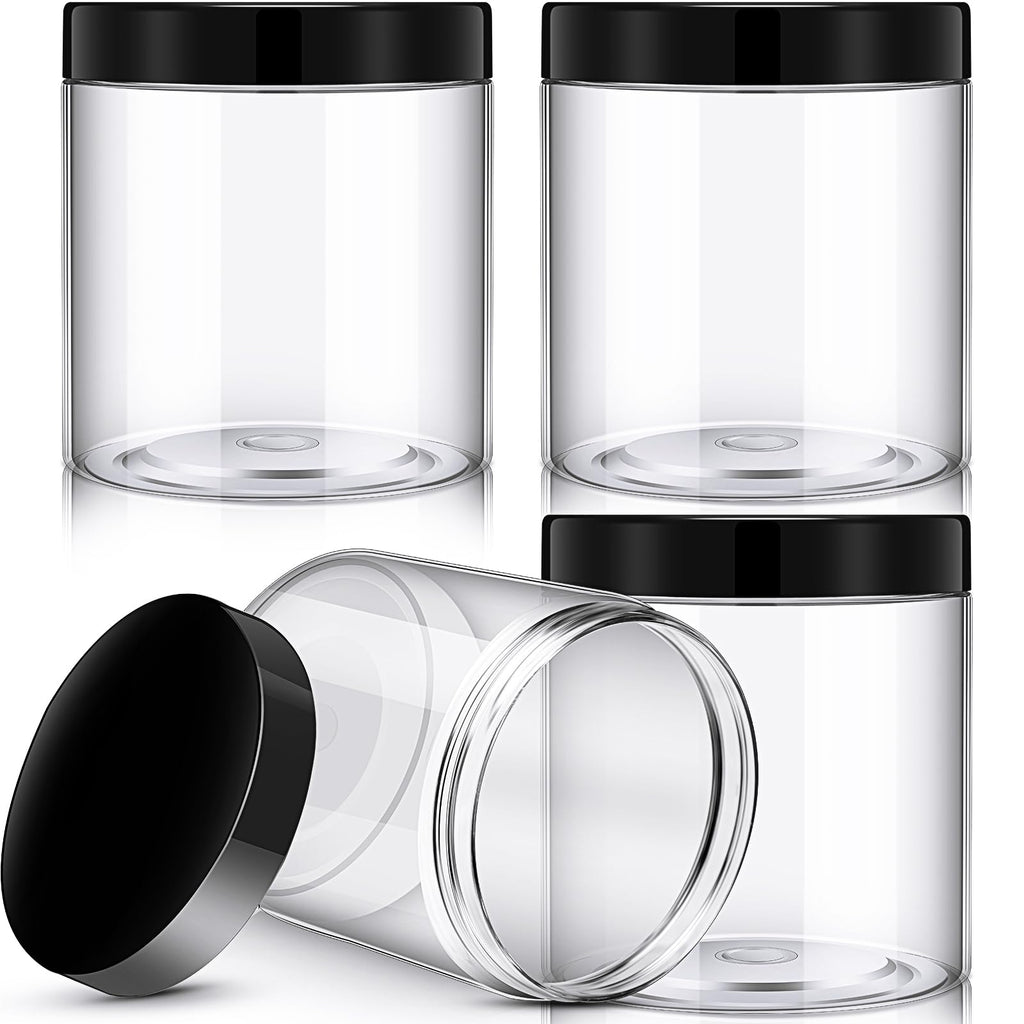 Patelai 4 Pcs Plastic Jars Wide Mouth with Lids