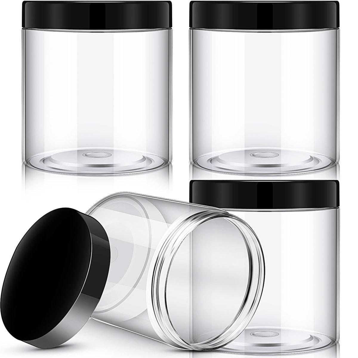 Patelai 4 Pcs Plastic Jars Wide Mouth with Lids