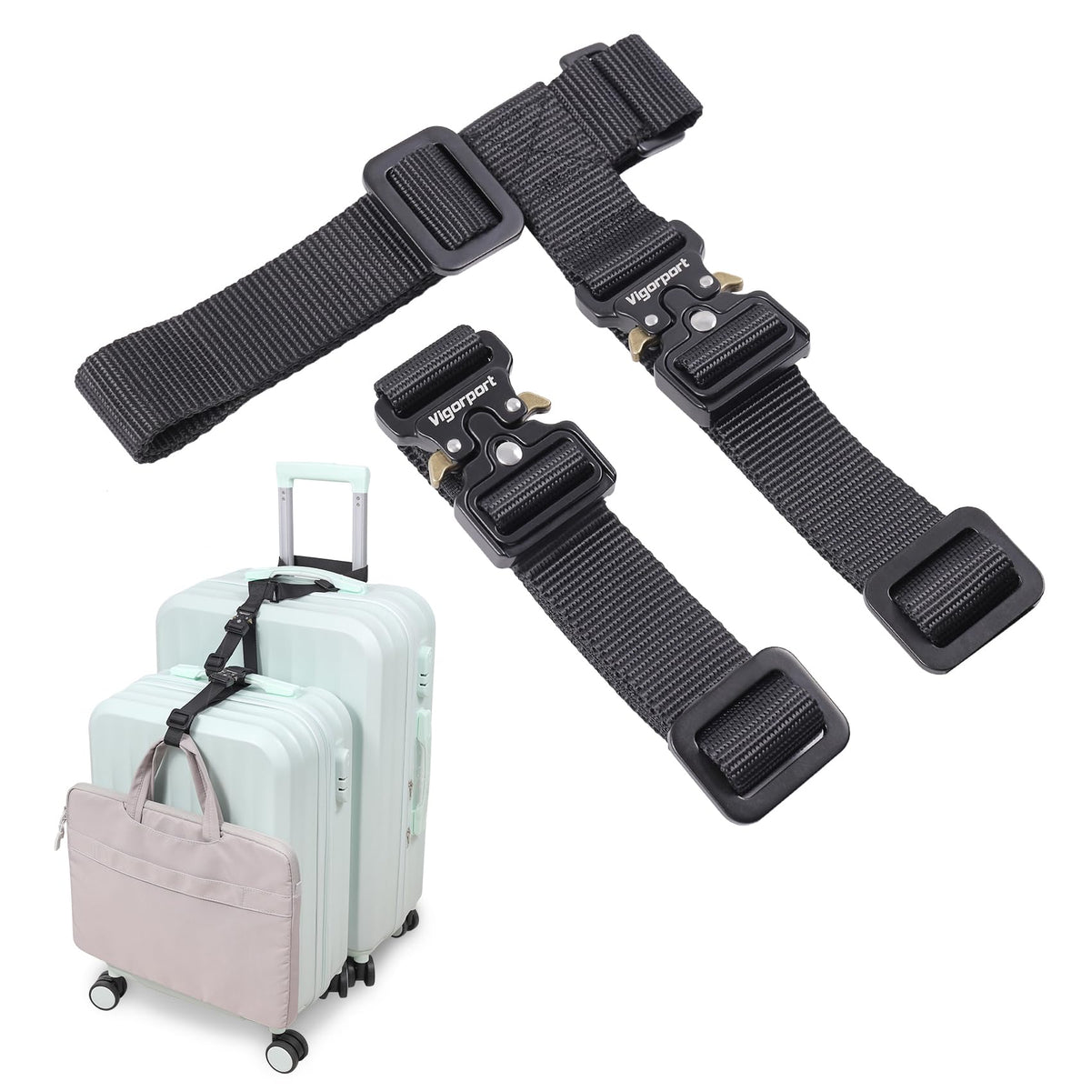 Vigorport Luggage Connector Straps for Suitcase, Add A Bag Suitcase Belt