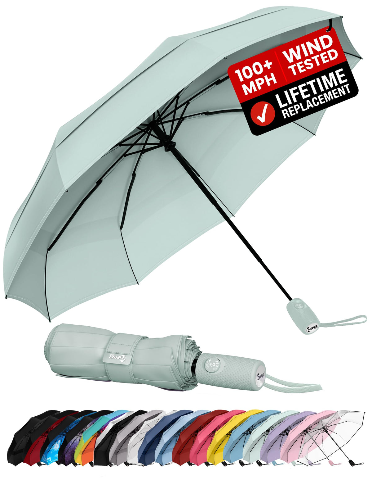 100 MPH Windproof Compact Auto-Folding Travel Umbrella
