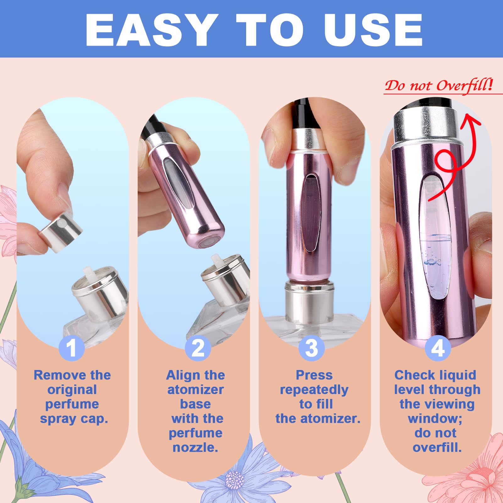 TiddieBair Mini Perfume Travel Refillable Bottle, Perfume Atomizer