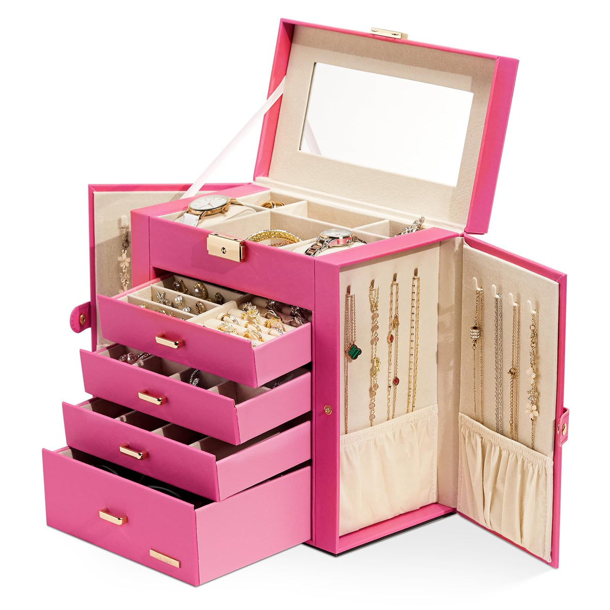 Homde Large Jewelry Box for Women: 5-Layer Organizer with Lock for Dresser