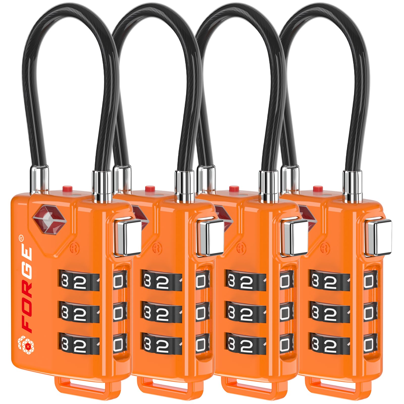 TSA Approved Cable Luggage Locks, Re-settable Combination with Alloy Body
