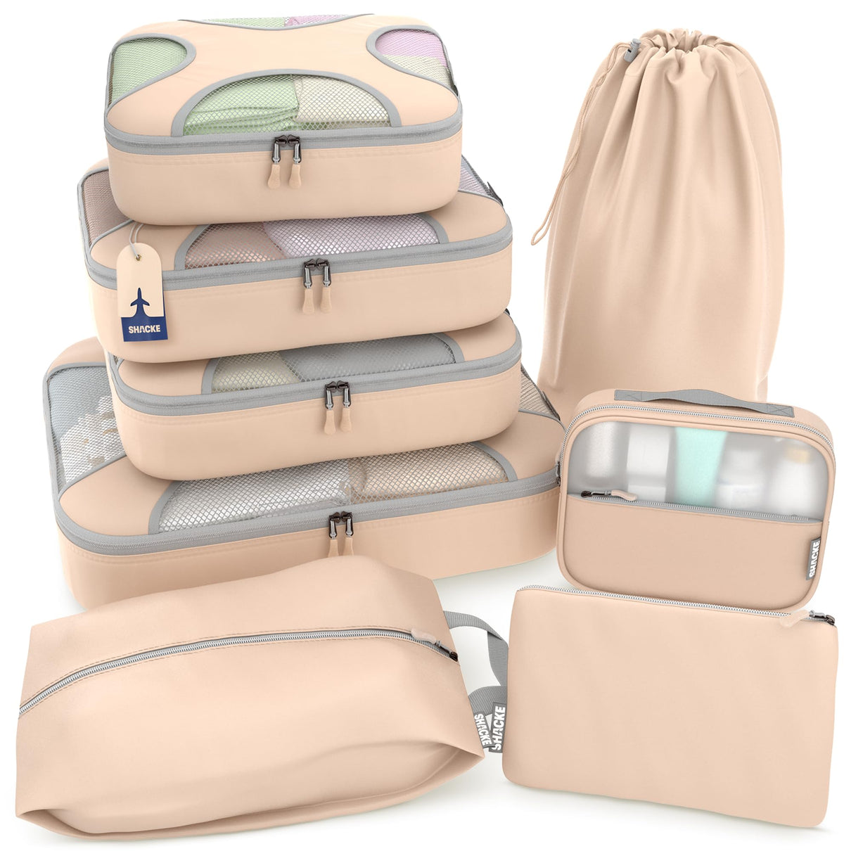 5 Set/8 Set Packing Cubes - Travel Organizers with Laundry Bag