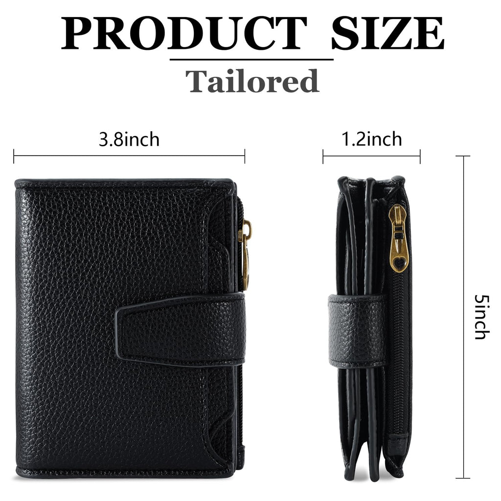 Airkit Wallet Women, Small Wallet for Women Leather, Ladies Bifold Compact RFID Blocking Credit Card Holder, Girls Mini Travel Purse, Pocket Passport Wallet with 4 ID Window