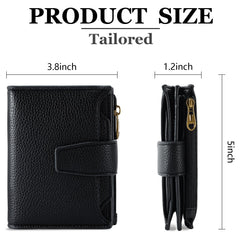 Compact RFID Blocking Leather Bifold Travel Wallet for Women