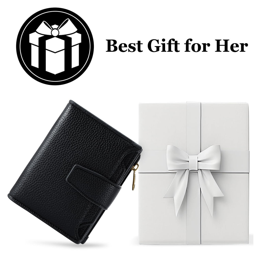 Airkit Wallet Women, Small Wallet for Women Leather, Ladies Bifold Compact RFID Blocking Credit Card Holder, Girls Mini Travel Purse, Pocket Passport Wallet with 4 ID Window