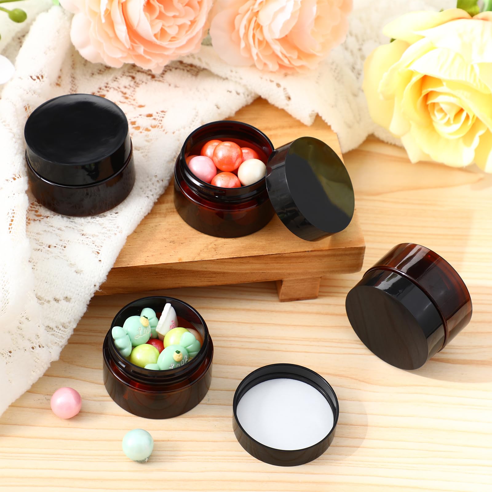 Patelai 4 Pcs Plastic Jars Wide Mouth with Lids