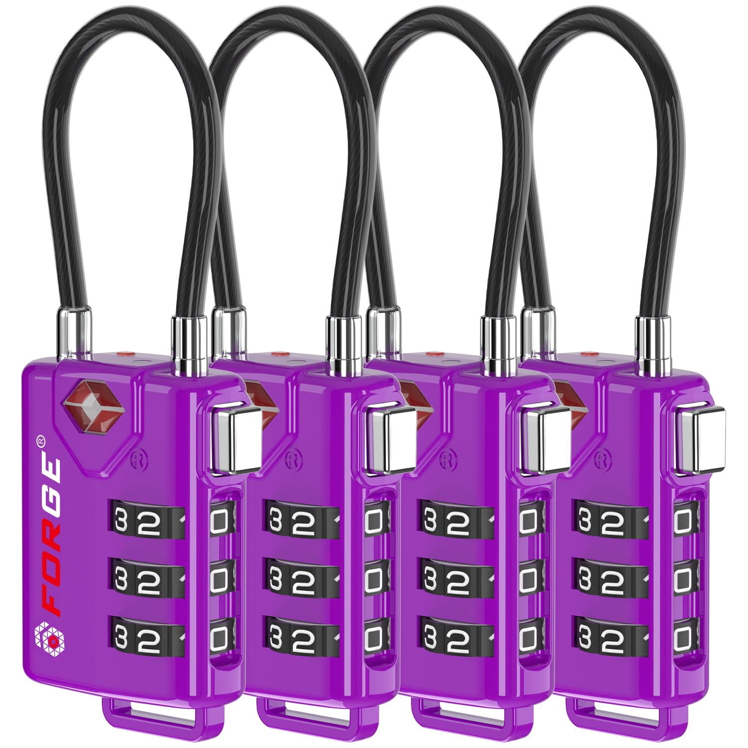 TSA Approved Cable Luggage Locks, Re-settable Combination with Alloy Body