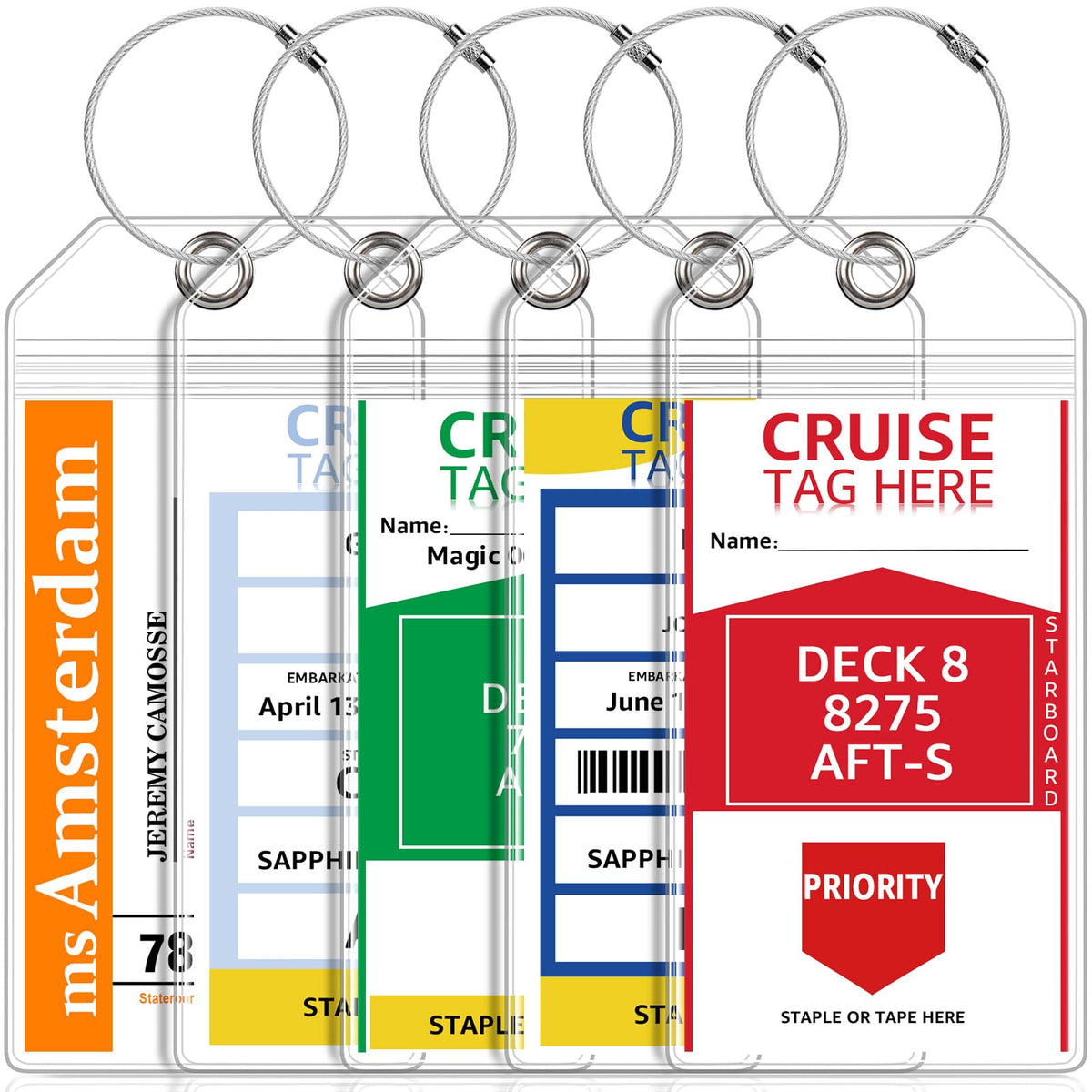 Cruise Luggage Tag Holder for Carnival, NCL, Princess, MSC, Norwegian Ships