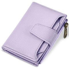Compact RFID Blocking Leather Bifold Travel Wallet for Women