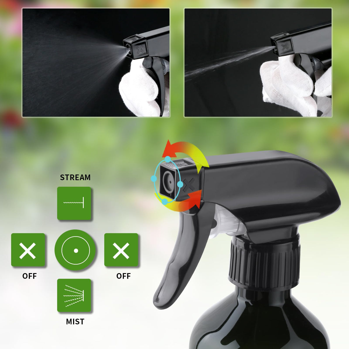 Arkeiliy 2-Pack Leakproof Spray Bottles (300ml/10oz) - Adjustable Nozzle for Fine Mist & Jet Stream | Premium Refillable Plastic Bottles for Hair Styling, Plant Misting, Cleaning Solutions